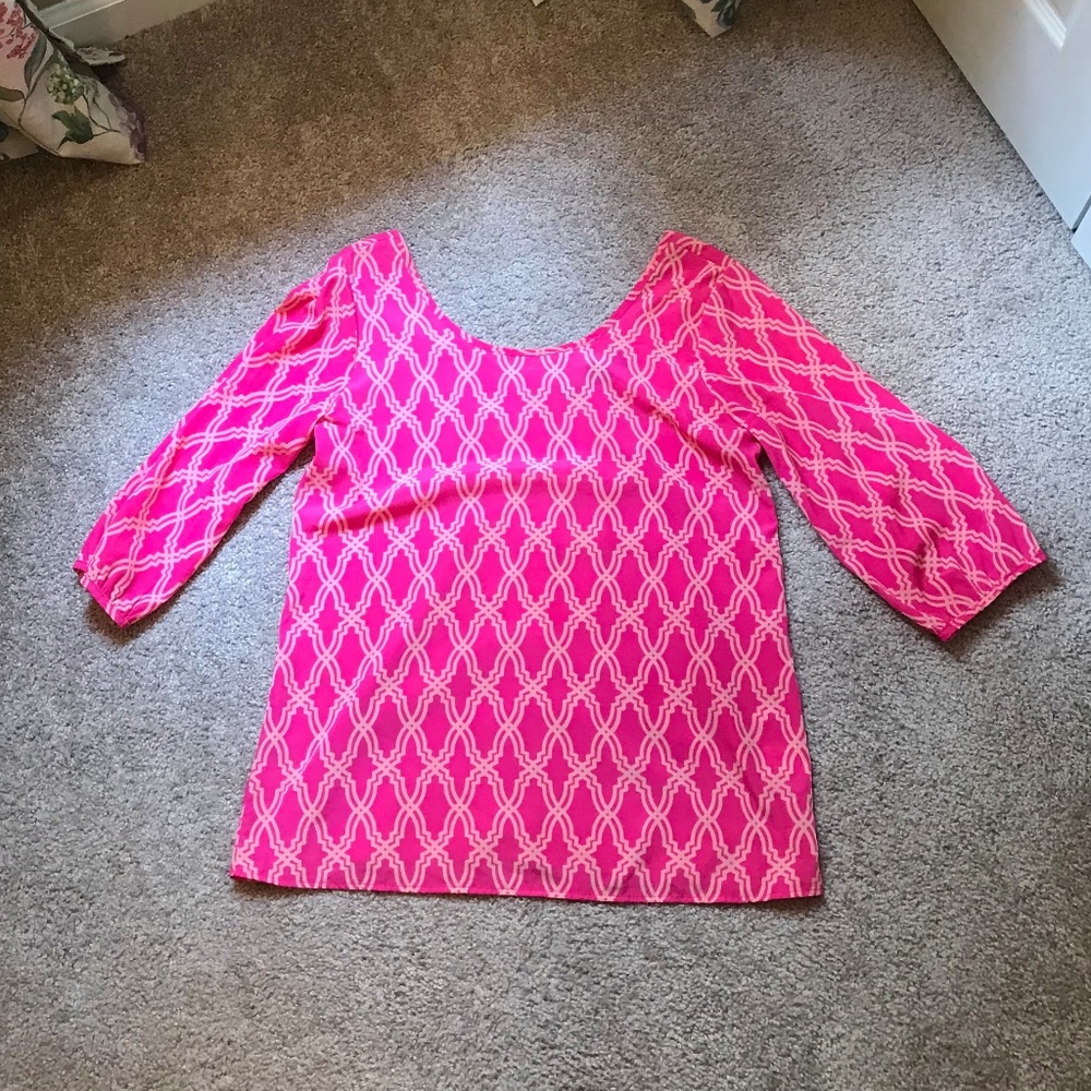 Pink Pattern Top with Fun Bow Detail